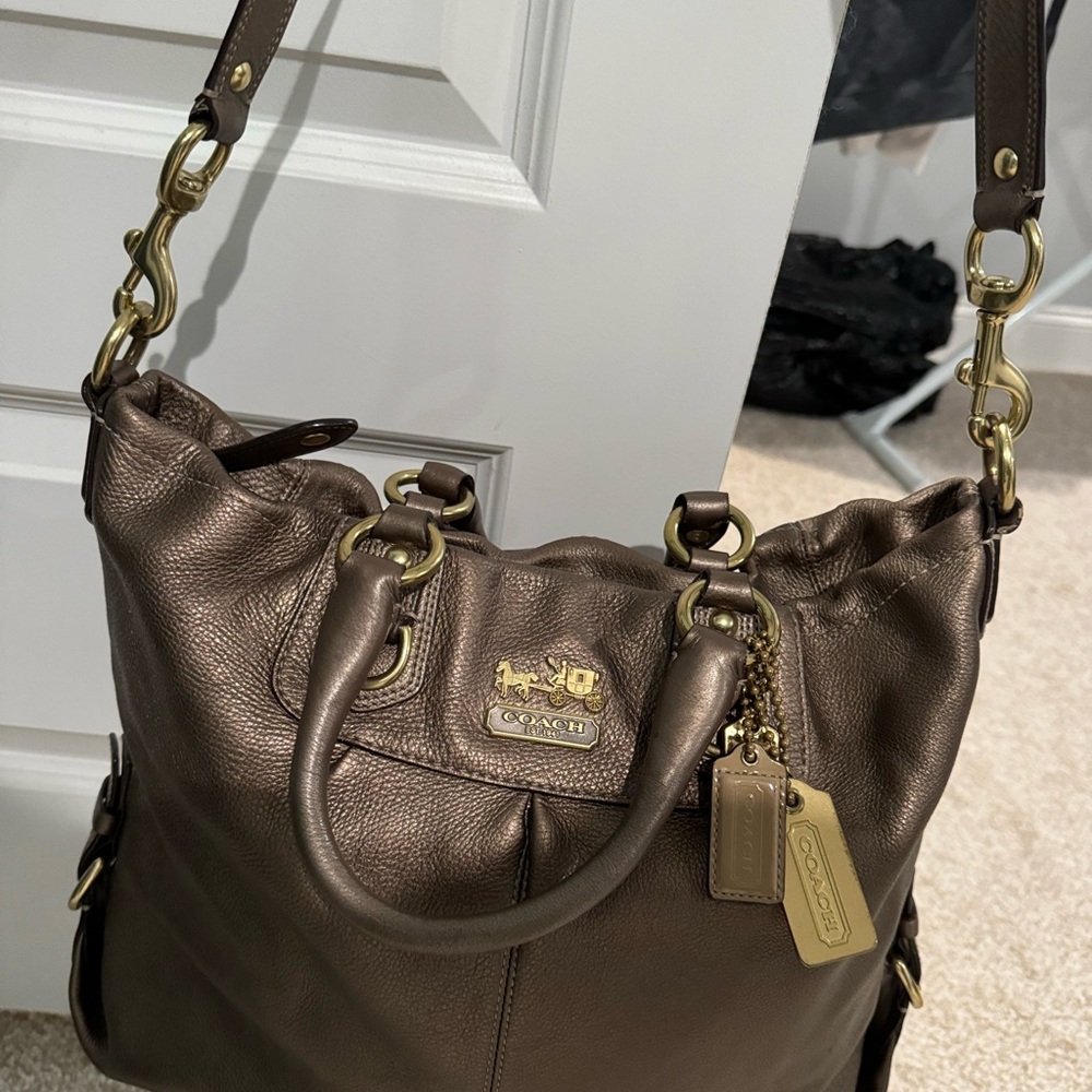 Coach metallic large Crossbody satchel